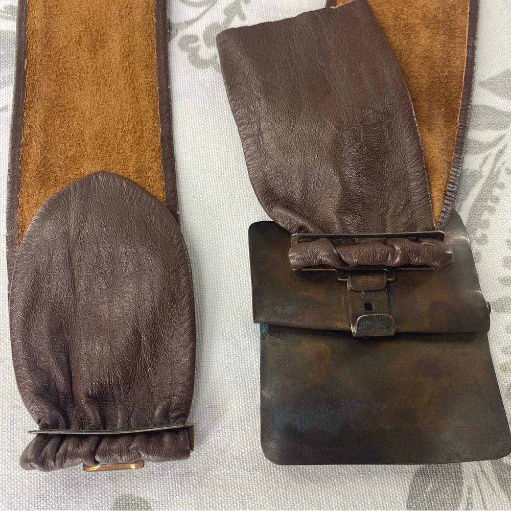 Neo Vintage BELT Bronze Tone Hammered Metal Buckle‎ And Leather  Adjustable
